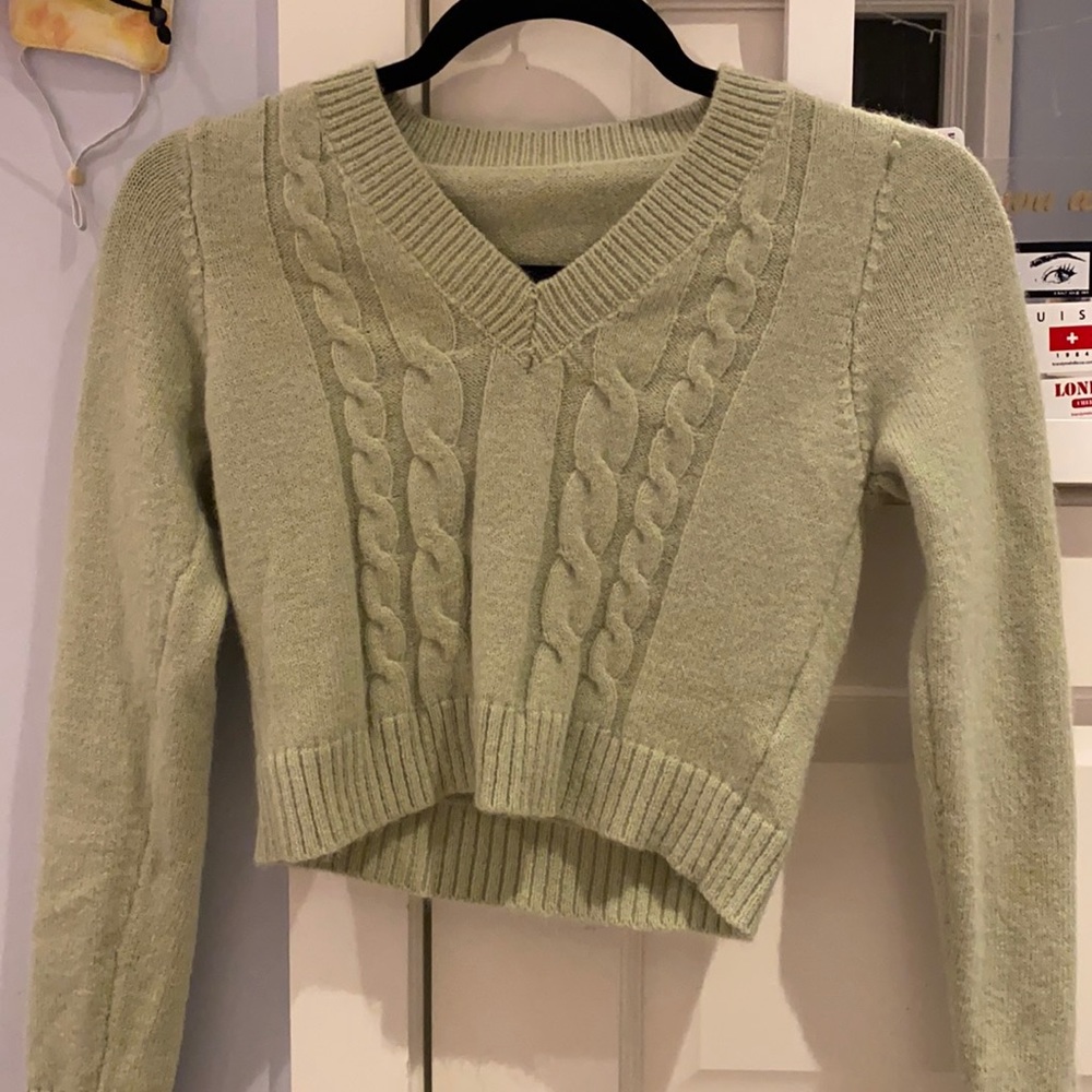green knit shein sweater